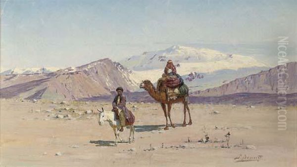 A Family Travelling In The Caucasus Oil Painting by Richard Karlovich Zommer