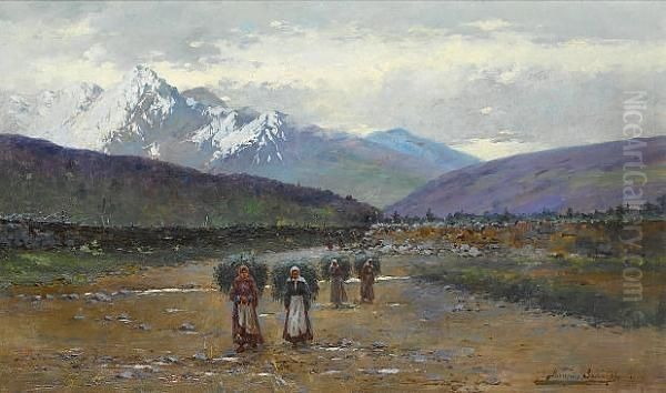 Villagers In The Caucasus Oil Painting by Richard Karlovich Zommer