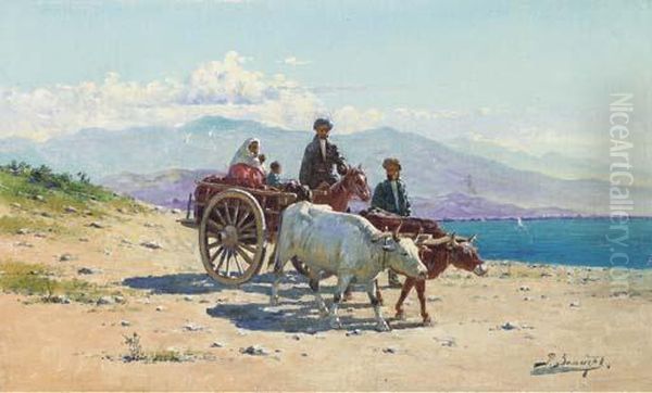 Caucasian Travellers Oil Painting by Richard Karlovich Zommer