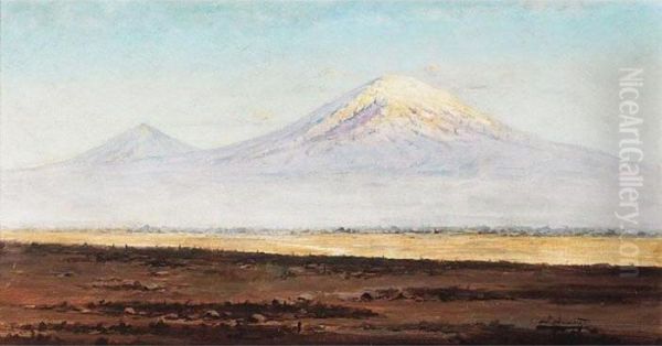 Mount Ararat From The Plain Oil Painting by Richard Karlovich Zommer