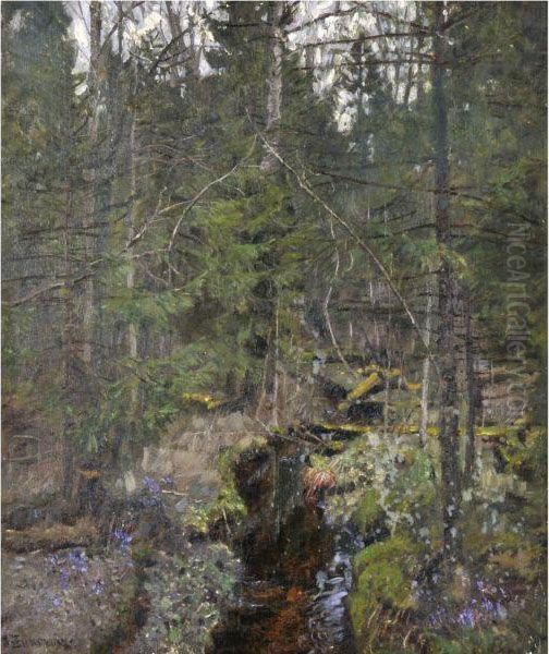 Forest Oil Painting by Stanislaw Zukowski