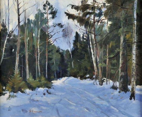 Sous-bois En Hiver Oil Painting by Stanislaw Zukowski