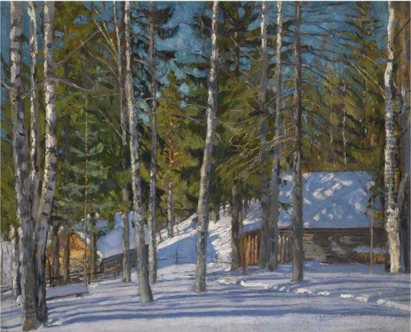 Winter Landscape Oil Painting by Stanislaw Zukowski