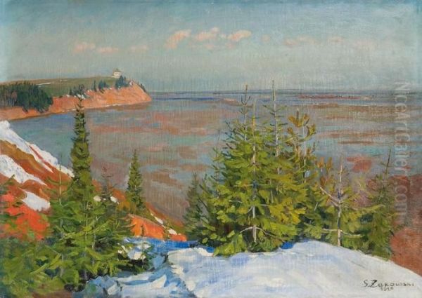 Early Spring Near Vyatka Oil Painting by Stanislaw Zukowski