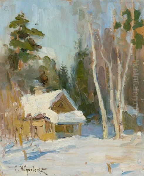 Winter Landscape Oil Painting by Stanislaw Zukowski