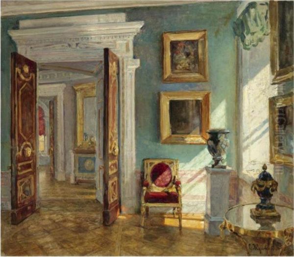 Interior Of The Picture Gallery, Pavlovsk Oil Painting by Stanislaw Zukowski