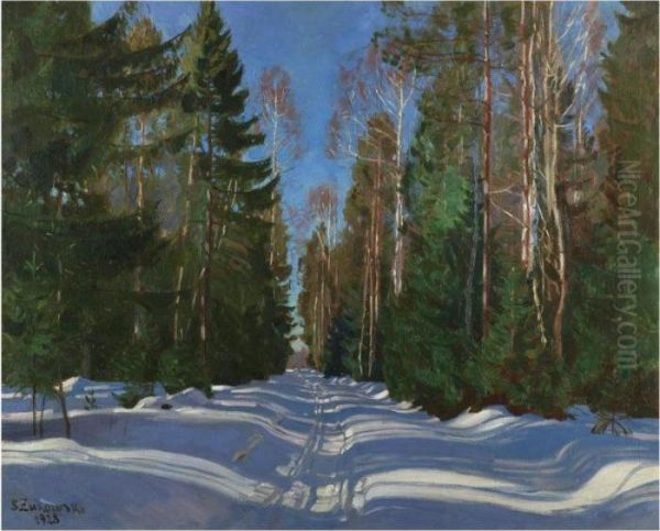 Winter Rays Oil Painting by Stanislaw Zukowski