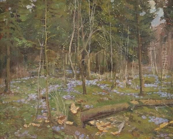 Forest In The Springtime Oil Painting by Stanislaw Zukowski