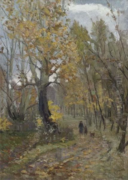 A Walk In The Woods Oil Painting by Stanislaw Zukowski