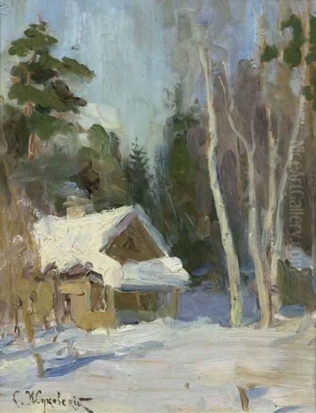 Winter Landscape Oil Painting by Stanislaw Zukowski