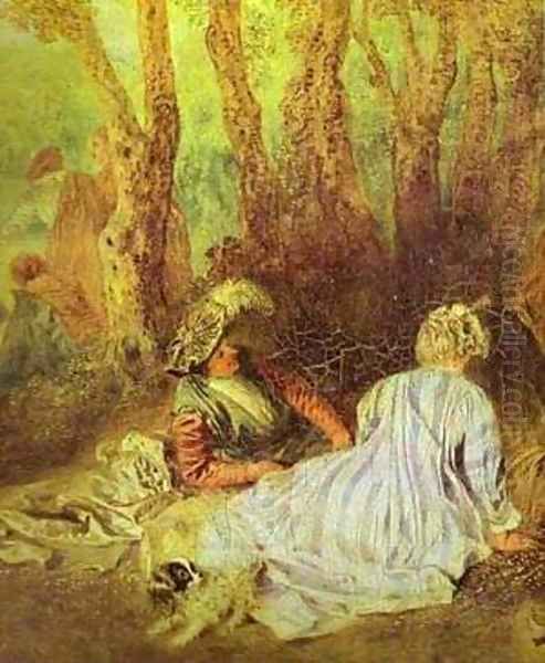 A Love Festival Detail 1 1717 Oil Painting by Jean-Antoine Watteau