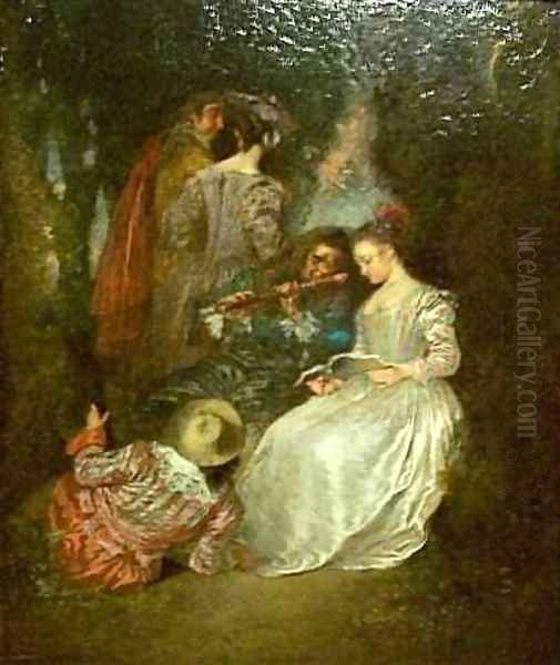 LAccord Parfait Oil Painting by Jean-Antoine Watteau