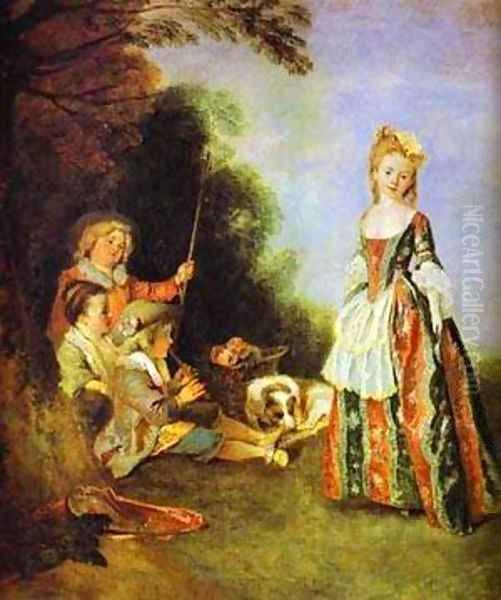 The Dance Detail 1719 Oil Painting by Jean-Antoine Watteau