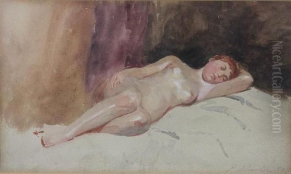 Reclining Nude Oil Painting by John Absolon