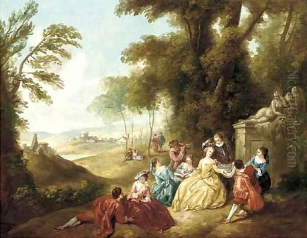 Fete Champetre Oil Painting by Jean-Antoine Watteau