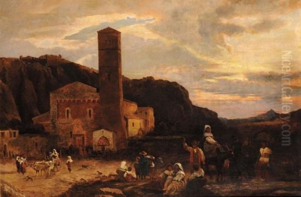 Paesaggio Oil Painting by Oswald Achenbach