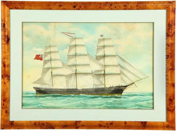 Portrait Of The Ship Oil Painting by Marie-Edouard Adam Of Le Havre