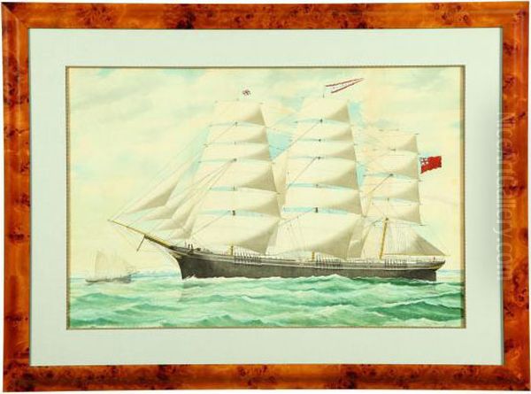 Portrait Of A Ship Oil Painting by Marie-Edouard Adam Of Le Havre