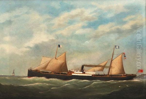 Le A.c. De Freita En Rade Du Havre Oil Painting by Marie-Edouard Adam Of Le Havre