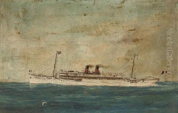 The French Liner Oil Painting by Marie-Edouard Adam Of Le Havre