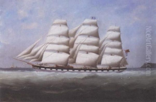 Cape Sable Under Sail Oil Painting by Marie-Edouard Adam Of Le Havre