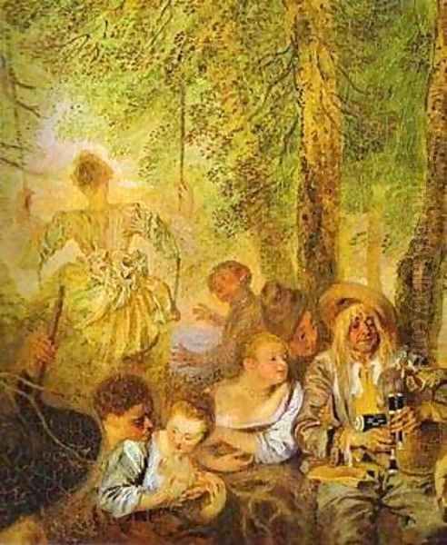 The Shepherds Detail 1 1717-19 Oil Painting by Jean-Antoine Watteau