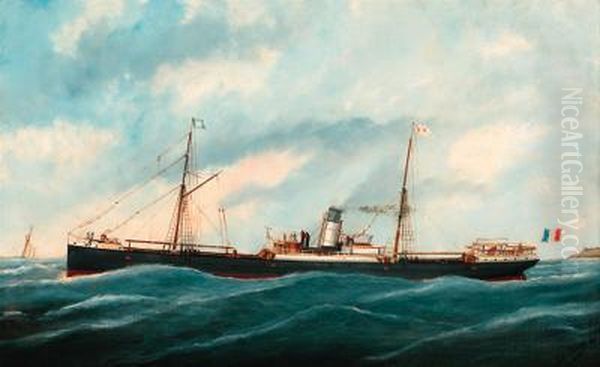 The Isabelle Steaming Out Of Le Havre Oil Painting by Marie-Edouard Adam Of Le Havre