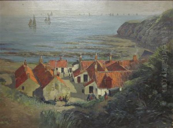 Coastal Cottages Oil Painting by William Adam