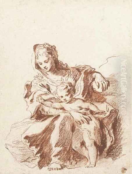 The Virgin and Child, after Schedoni Oil Painting by Jean-Antoine Watteau