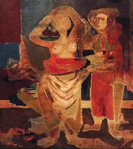 Deux Personnages Oil Painting by Jankel Adler