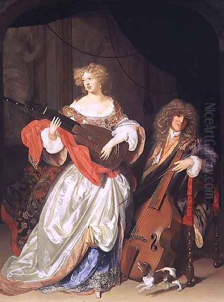 A couple making music Oil Painting by Adriaen Van Der Werff