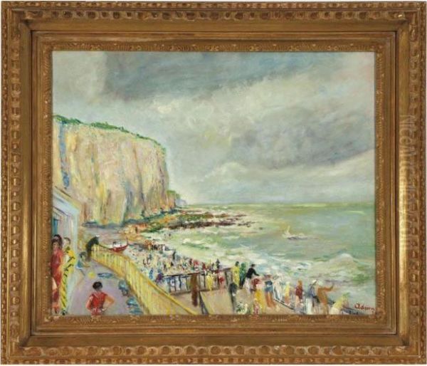 Les Falaises De Deauville Oil Painting by Lucien Adrion