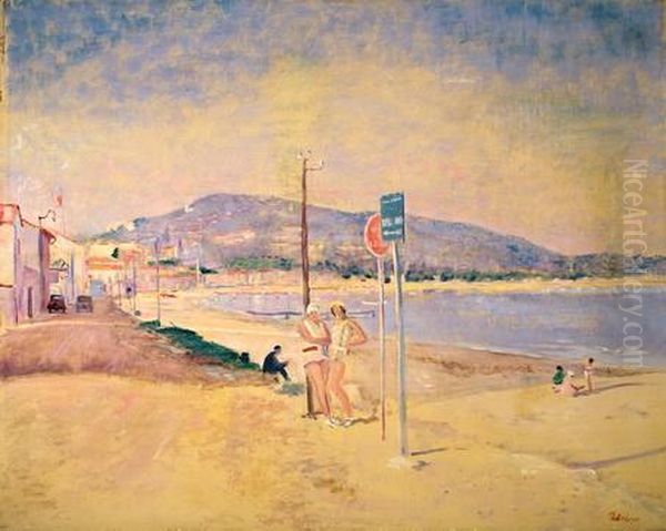 Beach Scene Oil Painting by Lucien Adrion