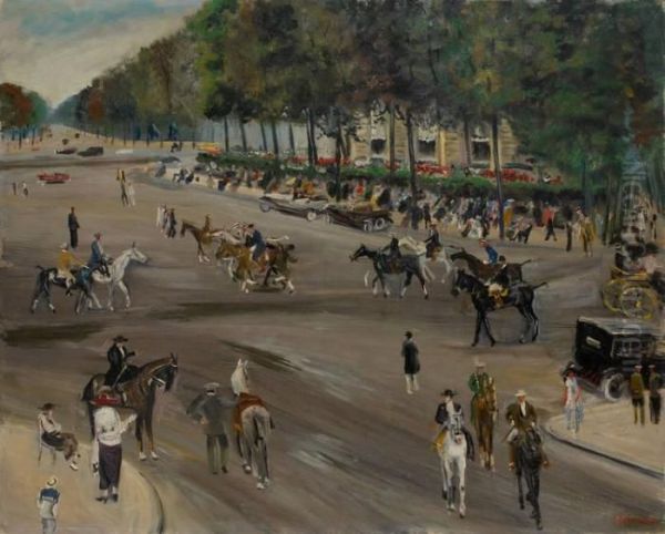 Boulevard Anime Oil Painting by Lucien Adrion