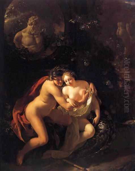 Amorous Couple Spied upon by Children Oil Painting by Adriaen Van Der Werff