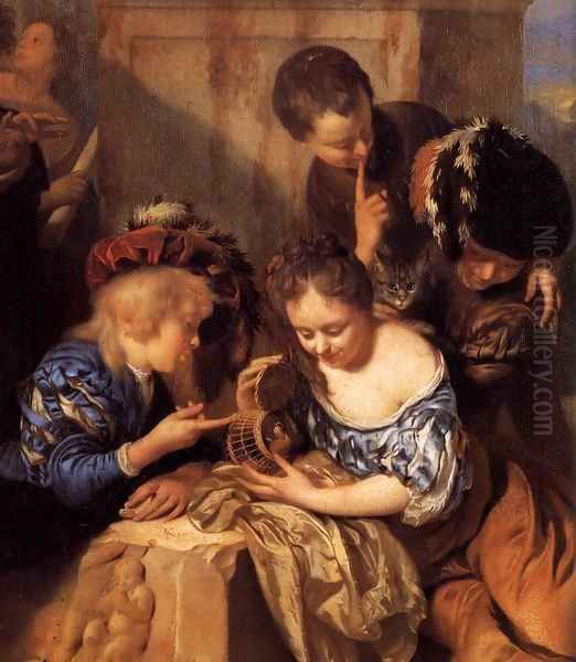 Children Playing before a Hercules Group (detail) Oil Painting by Adriaen Van Der Werff