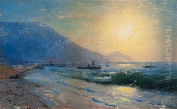 View Of The Shore Oil Painting by Ivan Konstantinovich Aivazovsky