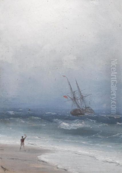 Stormy Coast Oil Painting by Ivan Konstantinovich Aivazovsky