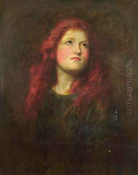 Portrait Study of a Girl with Red Hair Oil Painting by George Frederick Watts