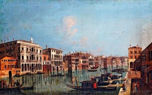 Velencei Latkep A Canale Grandeval Oil Painting by Francesco Albotto