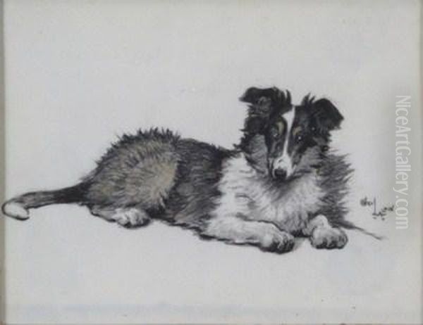 A Collie Dog Oil Painting by Cecil Charles Aldin