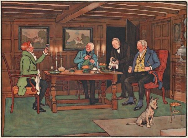 The Connoisseurs, A Glass Of Port Oil Painting by Cecil Charles Aldin