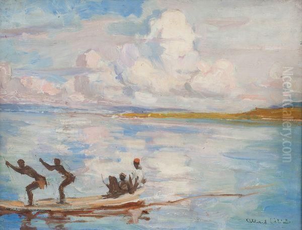 En Pirogue Oil Painting by Fernand Allard L Olivier