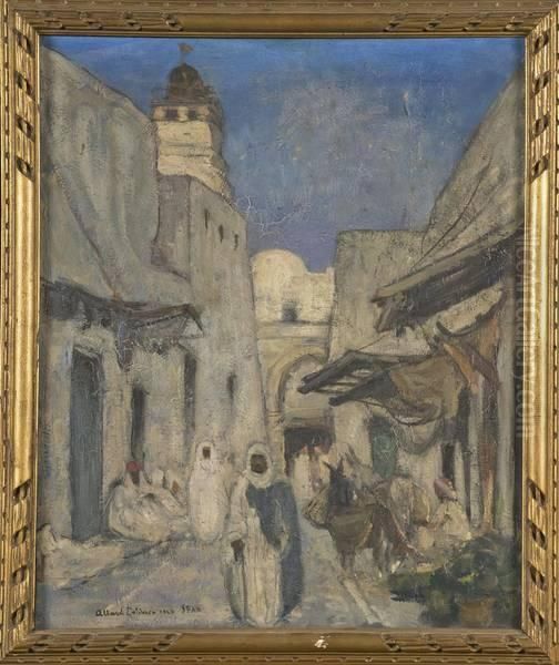 Souks Animes A Sfax (tunisie) Oil Painting by Fernand Allard L Olivier