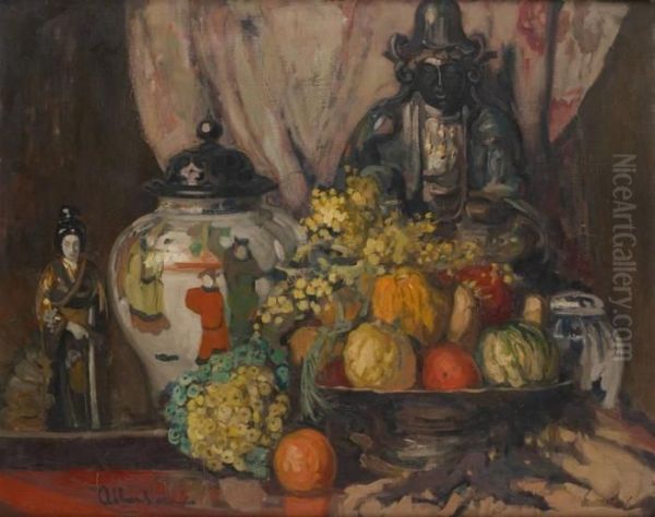 Nature Morte Aux Chinoiseries Oil Painting by Fernand Allard L Olivier