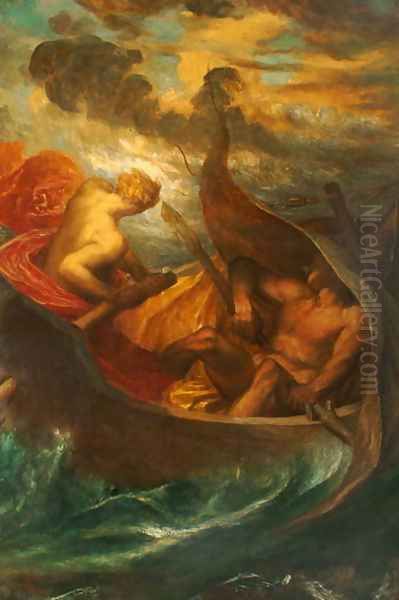 Love steering the Boat of Humanity, c.1900 Oil Painting by George Frederick Watts