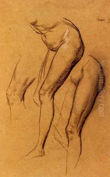 Nude Studies Of Long Mary Two Being Studies For Eve Tempted Oil Painting by George Frederick Watts