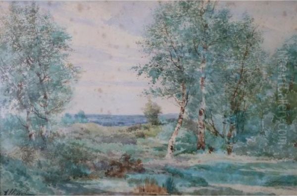 Wooden Landscape Oil Painting by Auguste Allonge