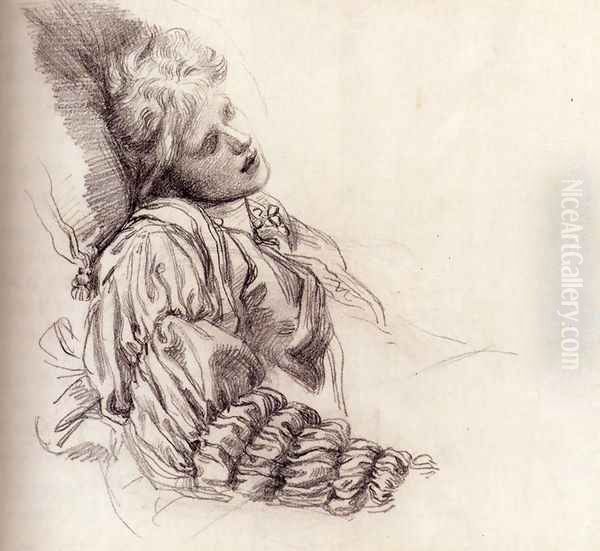 Ellen Terry Asleep Oil Painting by George Frederick Watts