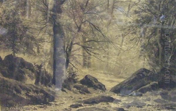 Foret De Fontainebleau Oil Painting by Auguste Allonge